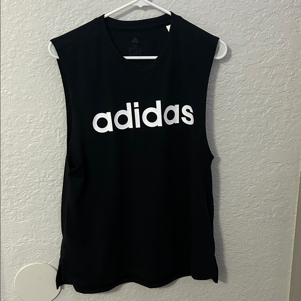 Adidas Black Sleeveless Top with White Logo